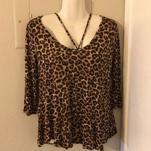 Rue 21, Leopard, long sleeve top, size small